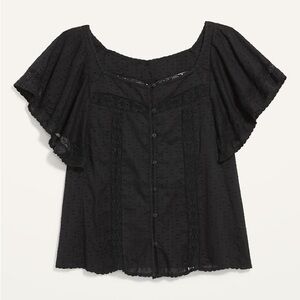 NWT Old Navy Oversized Clip-Dot Crochet-Lace Button-Front Blouse XXL